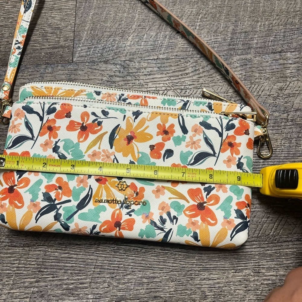 Nanette Lenore Orange and Green Crossbody Bag Vibrant Floral Design - Picture 8 of 8